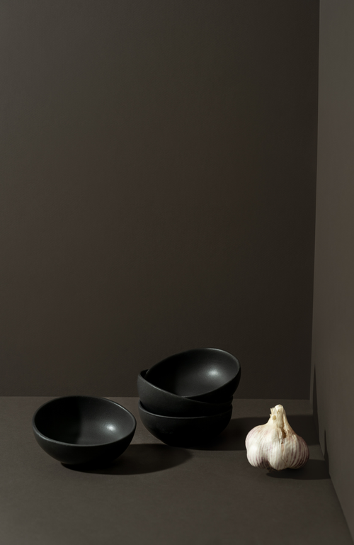 Gharyan Stoneware Stoneware Condiment Bowl Set Of 4 In Black