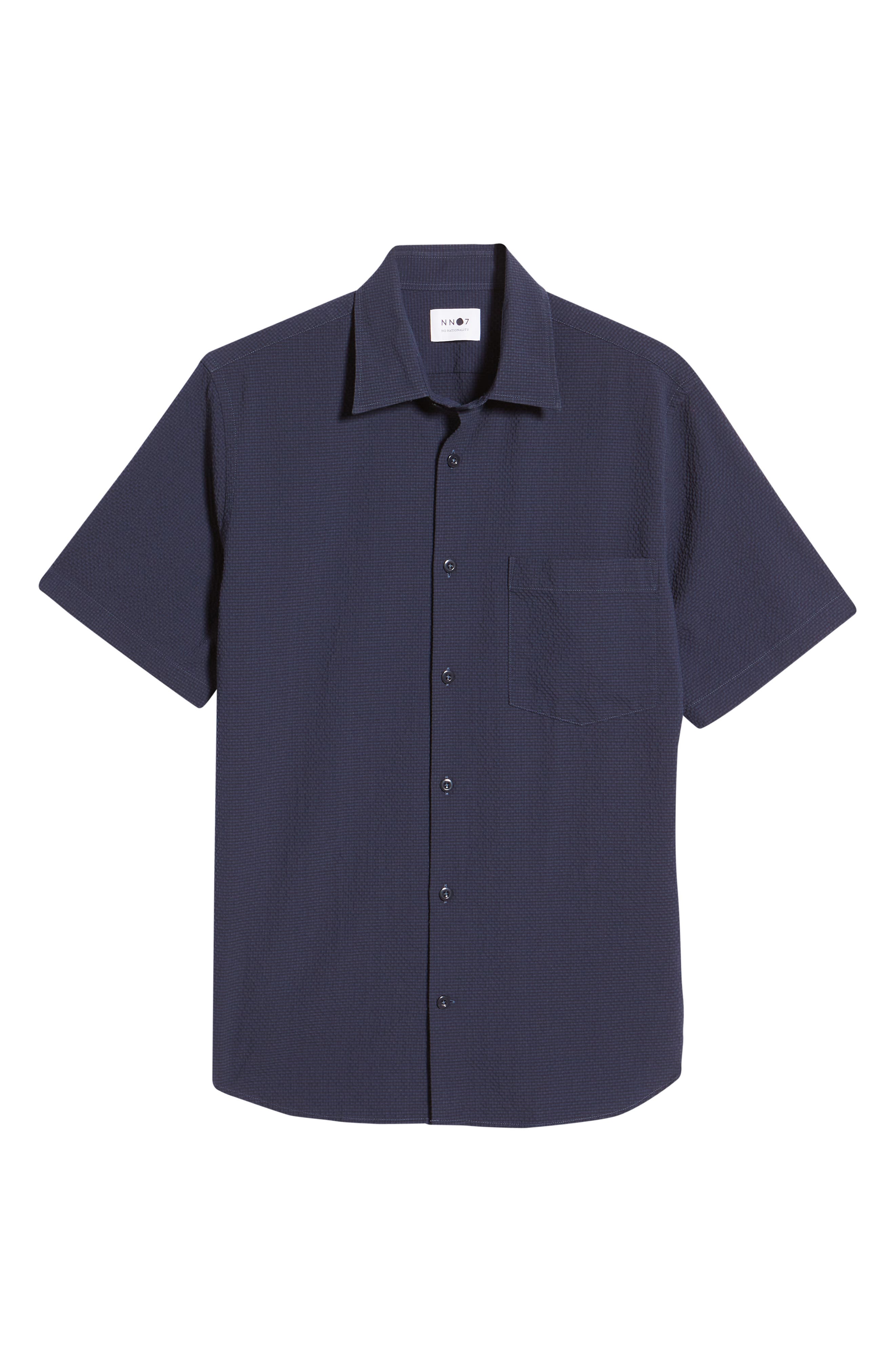 NN07 Men's Errico Short Sleeve Button-Up Shirt in 200 Navy Blue