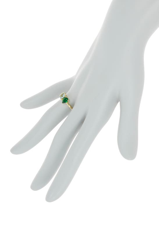 Shop Covet Toi Et Moi Mixed Stone Ring In Green