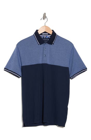 Denim And Flower Colorblock Polo Shirt In Blue