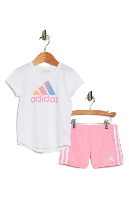 Shop Adidas Originals Adidas Kids' Graphic T-shirt & Terry Shorts Set In White