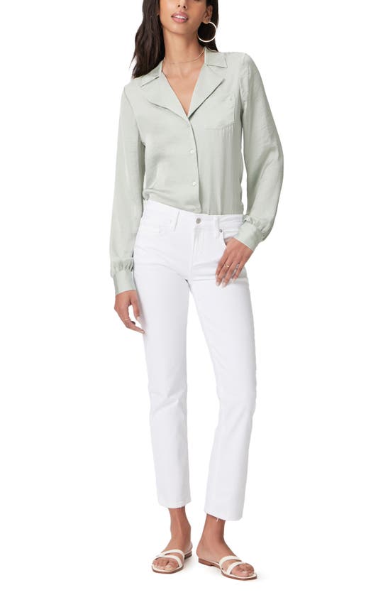 Shop Paige Capriana Satin Shirt In Dusty Sage