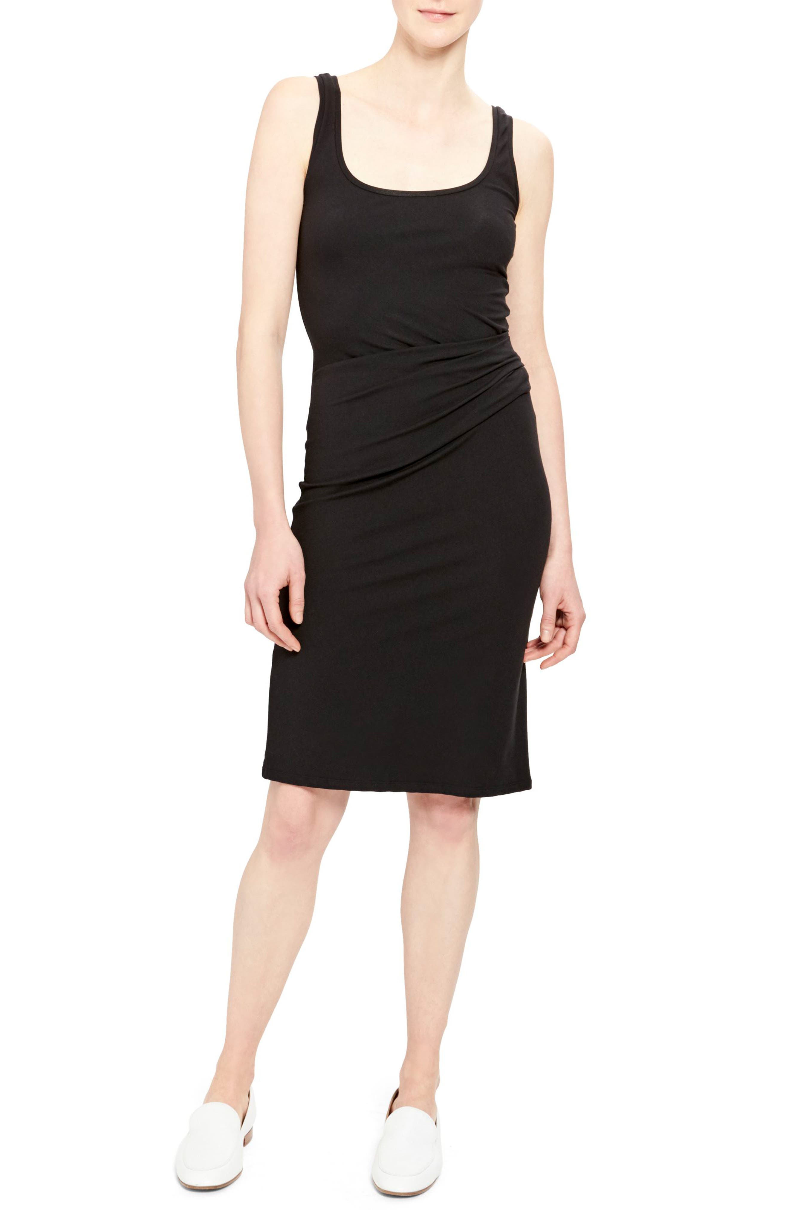 Theory Rubric Ruched Stretch Jersey Tank Dress, Size Petite - Black