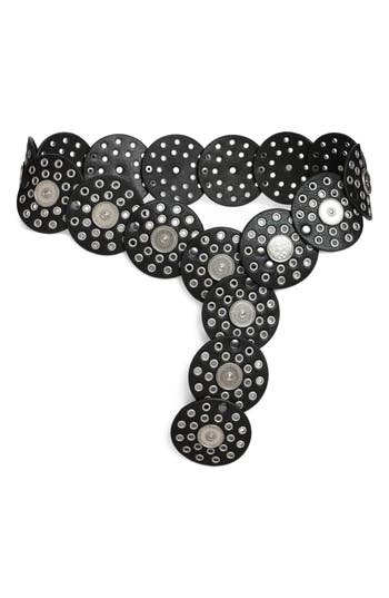 Vince Camuto Concho Grommet Disc Belt In Black