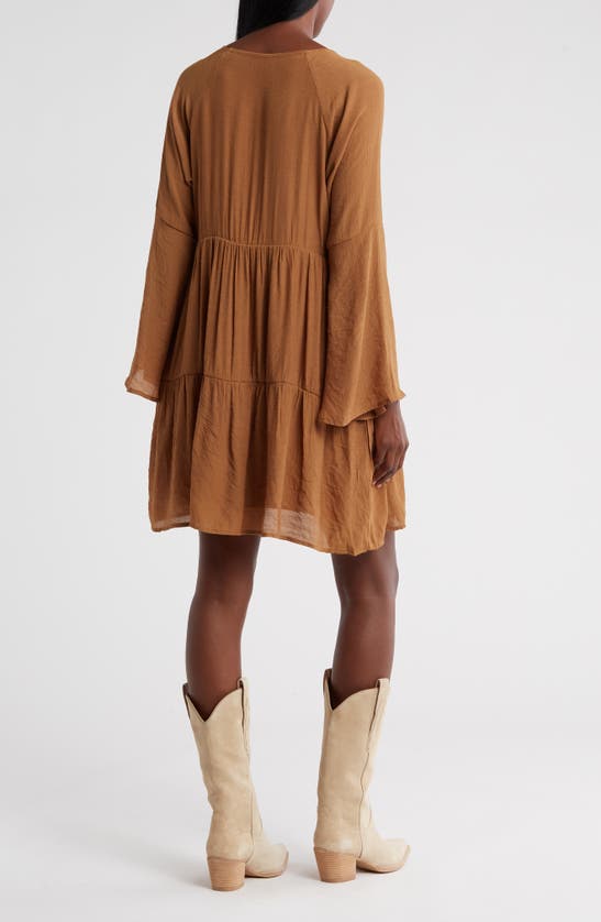 Shop Wishlist Tiered Bell Sleeve Blouse In Brown