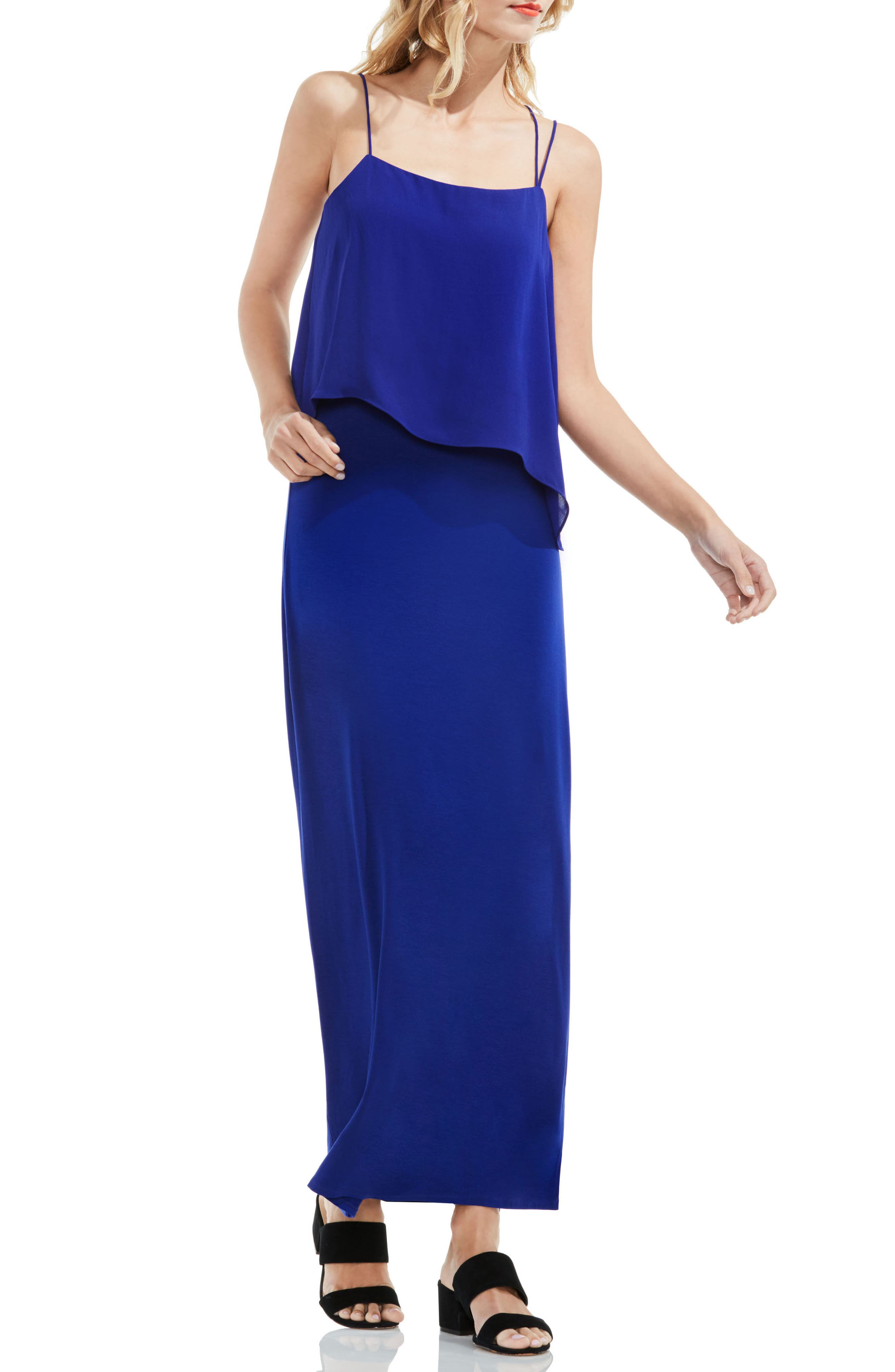 Vince Camuto Popover Mixed Media Maxi Dress Nordstrom