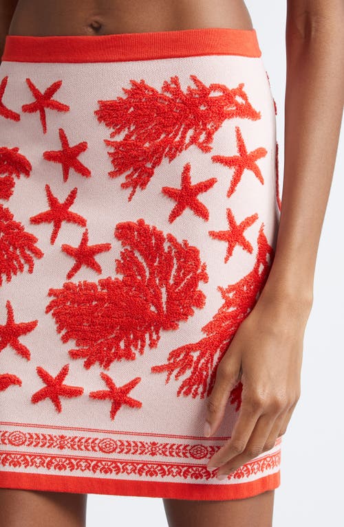 Shop Versace Trésor De La Mer Jacquard Skirt In Coral/dusty Rose