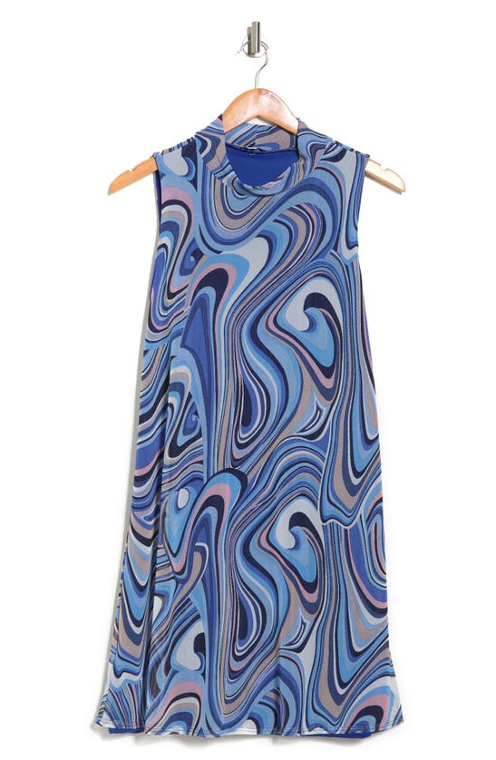 Tash And Sophie Mesh Swing Dress In Blue/ Multi