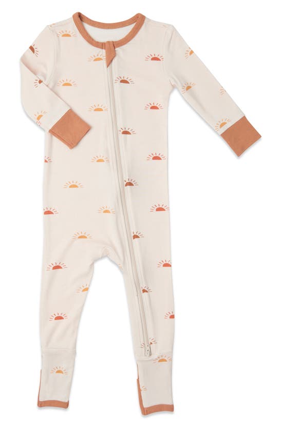 Shop Baby Grey By Everly Grey Print Footie In Sunrise