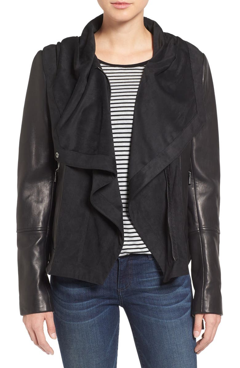 Leather Suede Hooded Jacket