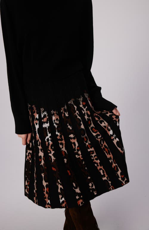 Shop Dvf Hutch Animal Print Pleated Sweater Skirt In Jungle Cat Sm/black