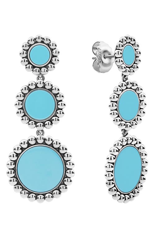 Shop Lagos Maya Ceramic Triple Circle Drop Earrings In Silver/blue