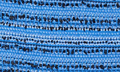 Ming Wang Eyelash Tweed Knit A-line Skirt In Gentian Blue/black