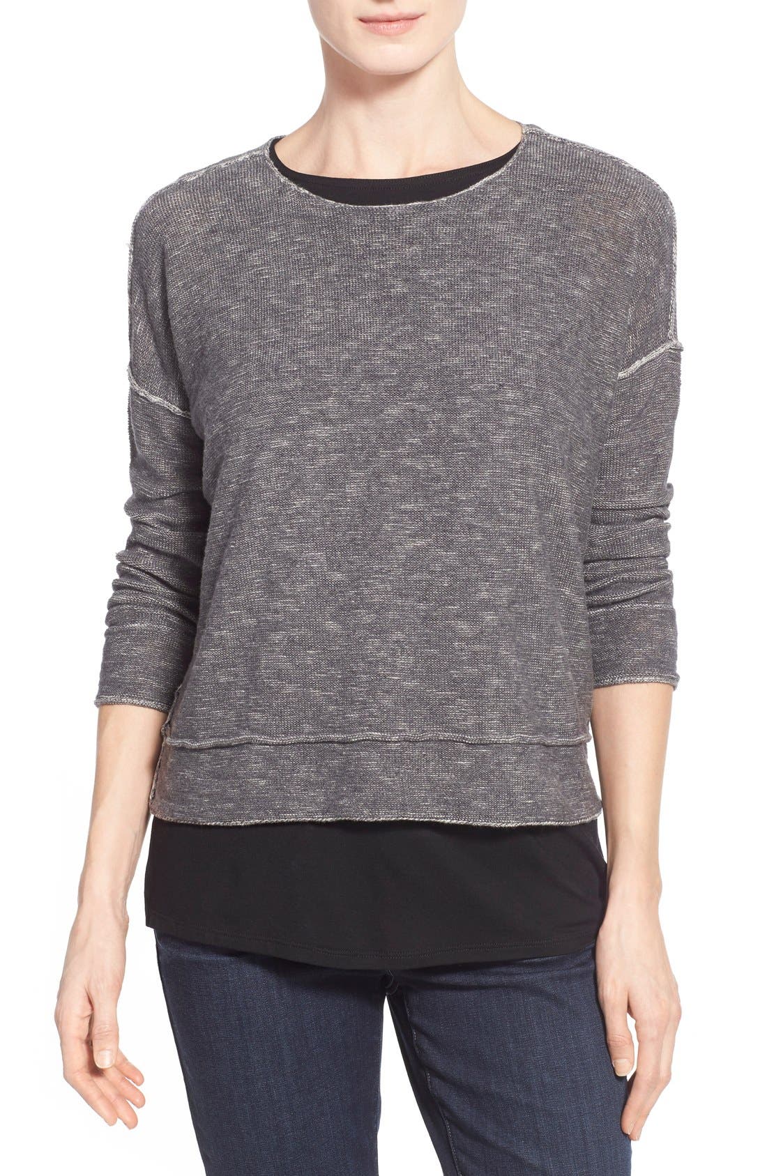 Eileen Fisher Round Neck Knit Boxy Top (Regular & Petite) Nordstrom