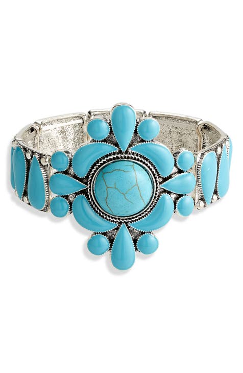 Turquoise Enamel Stretch Bracelet