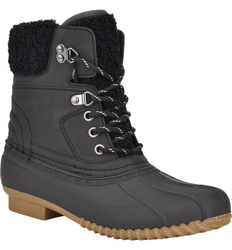 TOMMY HILFIGER Rainah Faux Fur Lined Rain Boot, Main, color, BLKSY