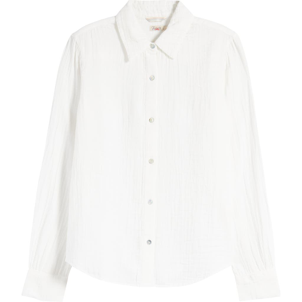 Faherty Dream Organic Cotton Gauze Button-up Shirt In White
