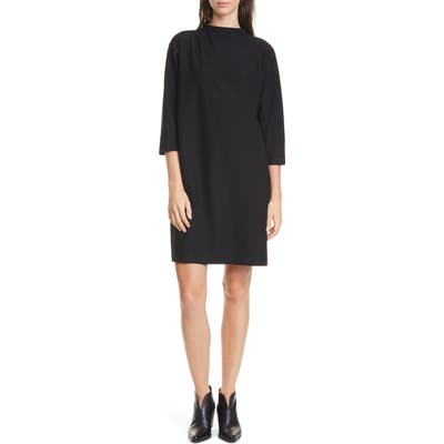 Eileen Fisher Funnel Neck Shift Dress, Black