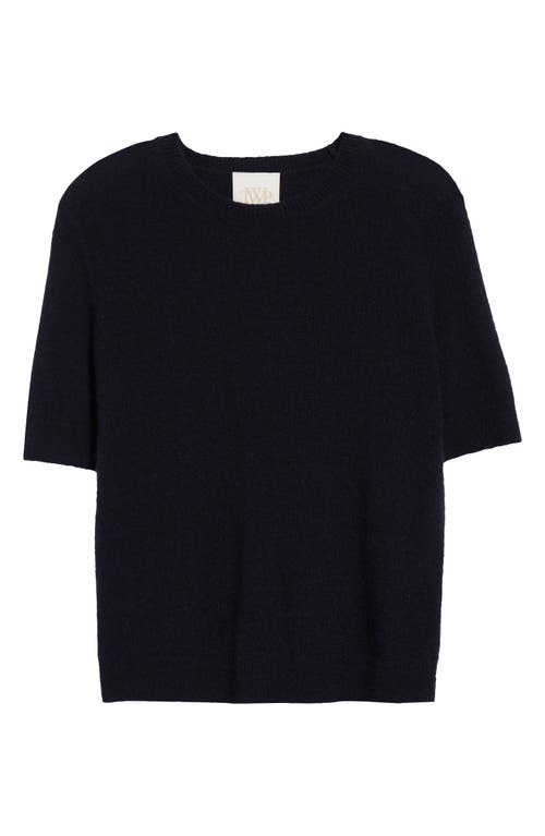 Shop Twp Audrey Short Sleeve Cashmere Blend Crewneck Sweater In Midnight