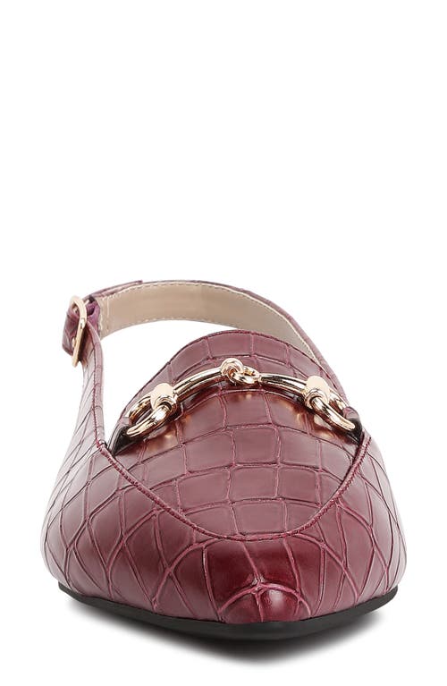 London Rag Trempe Croc Slingback Flat Sandals In Burgundy