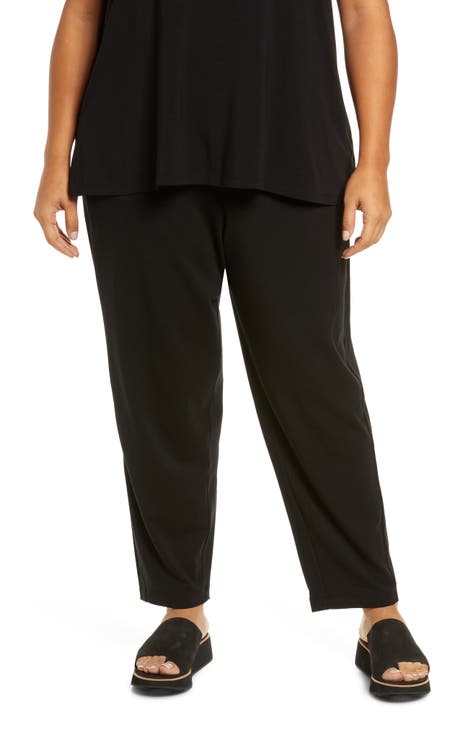 Ralph Lauren Women's Plus Size Pleated Crepe Trouser Pants 14W Black