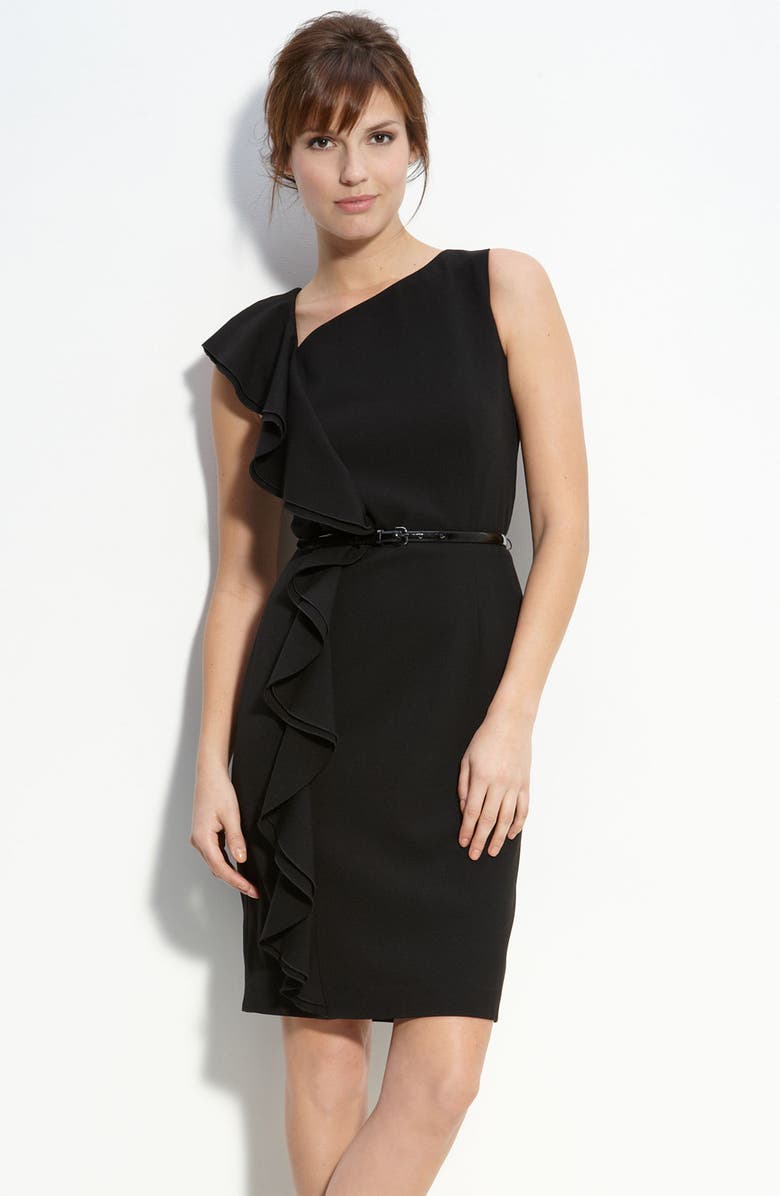 Calvin Klein Ruffle Front Woven Sheath Dress | Nordstrom