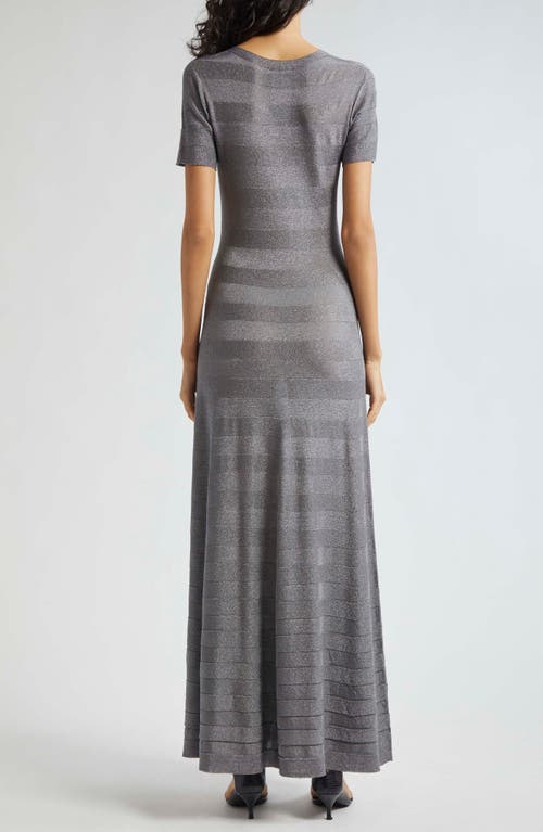 Shop Emporio Armani Stripe Maxi Dress In Solid Light Grey