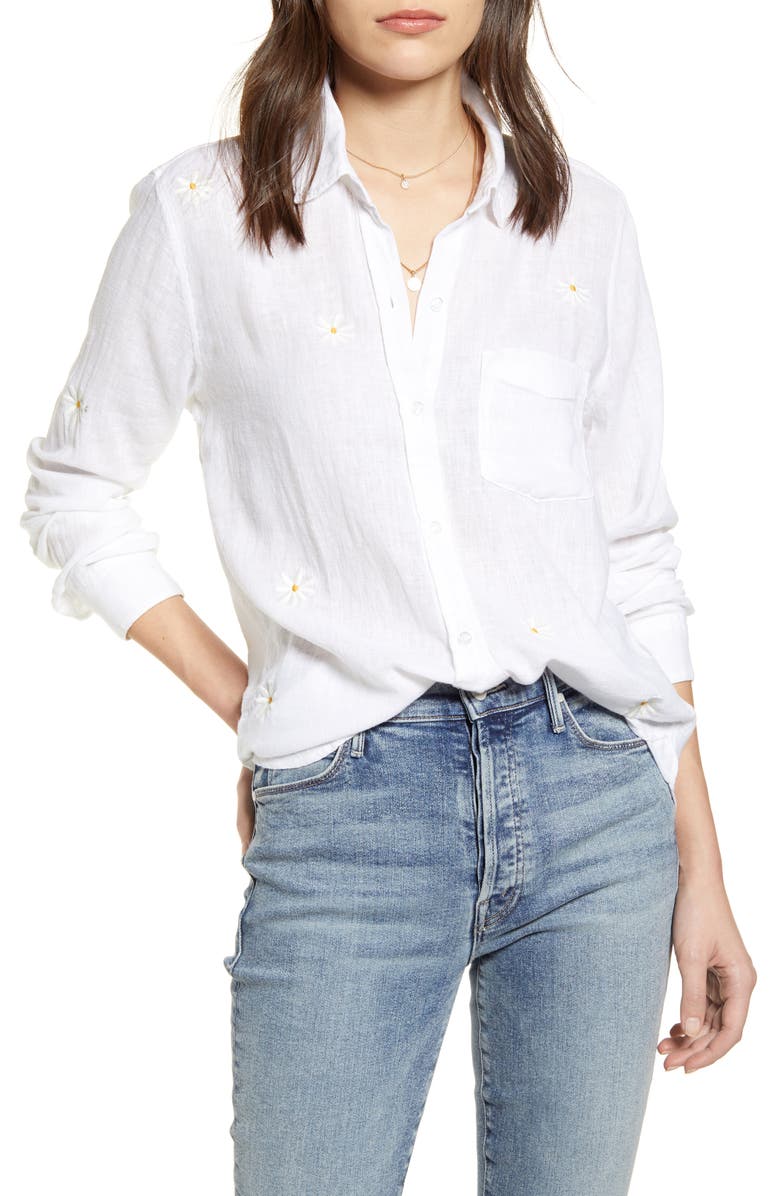 RAILS Charli Shirt, Main, color, WHITE DAISY EMBROIDERY