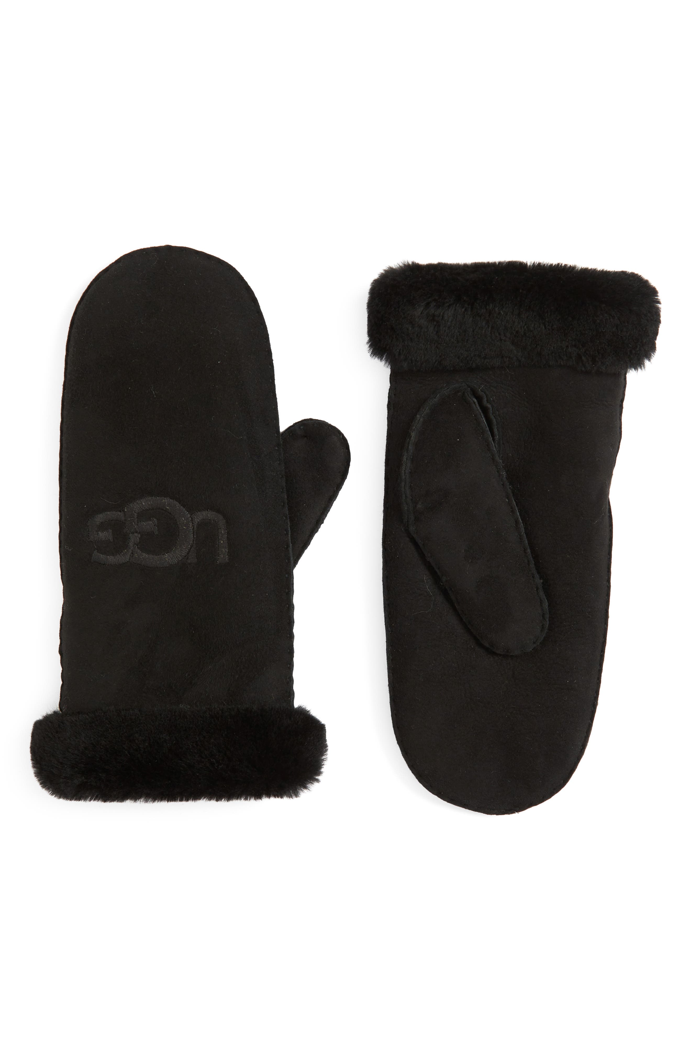 ugg black leather gloves