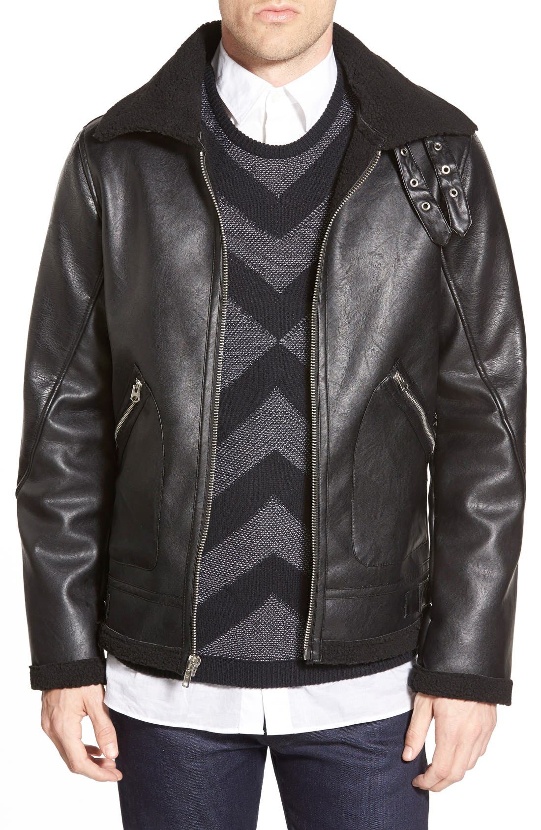 Members Only Water Resistant Faux Leather Flight Jacket Nordstrom