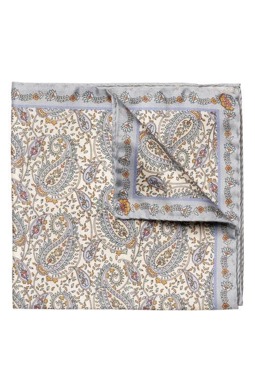 Shop Eton Paisley Silk Pocket Square In Lt/pastel Blue