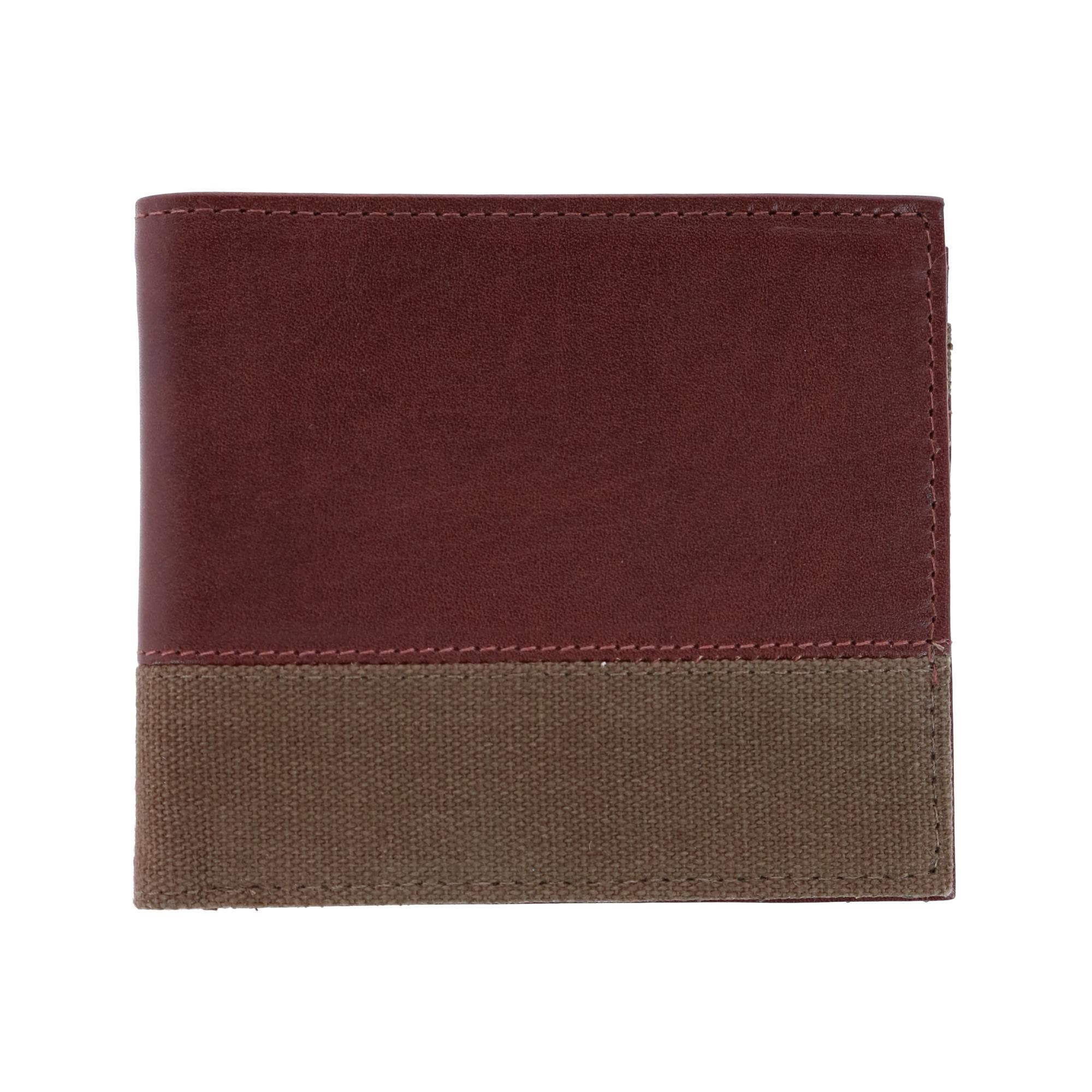 Trafalgar Charing Cross RFID Leather & Canvas Bi-Fold Wallet in Olive Green 