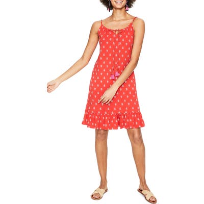 Boden Sophia Print Cotton Blend Jersey Minidress, Red