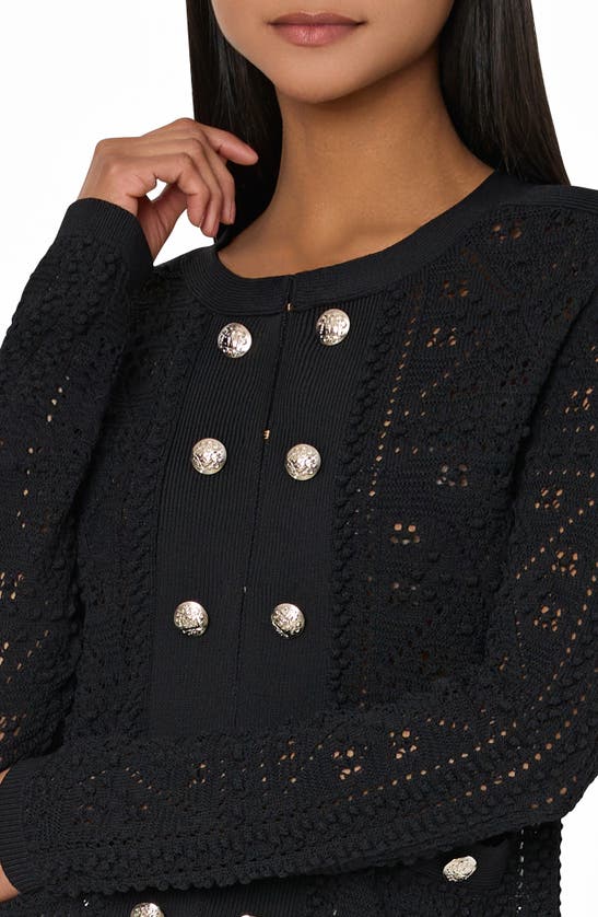 Shop Milly Bubble Pointelle Stitch Jacket In Black