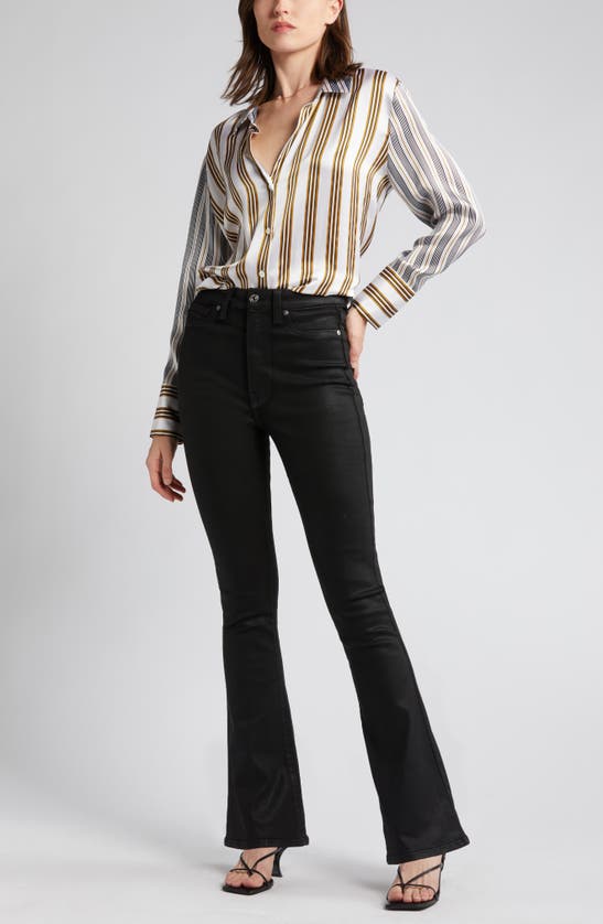 Shop 7 For All Mankind Tailorless Coated Ultra High Waist Skinny Bootcut Jeans In Coated Black