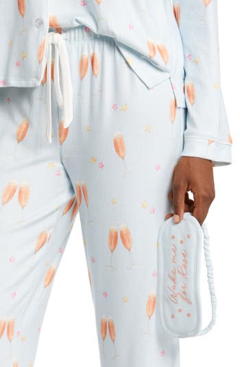 PJ Salvage Sparkling Rosé Print Pajamas with Sleep Mask