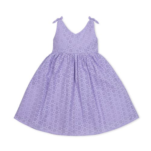 Shop Hope & Henry Girls' Organic Eyelet Bow Shoulder Dress, Kids In Lavender Eyelet