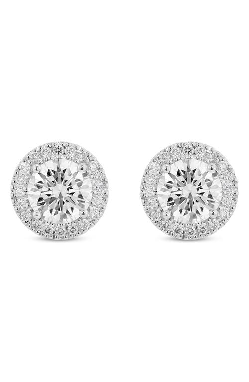 2-Carat Lab Grown Diamond Halo Stud Earrings in White/14K White Gold