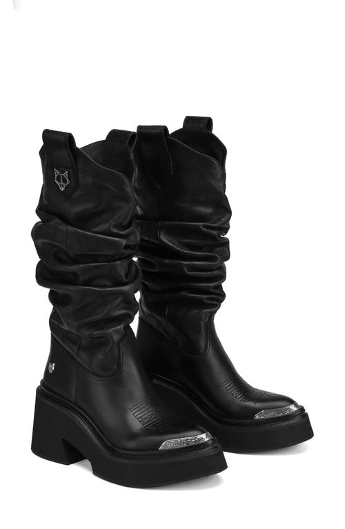 NAKED WOLFE Stable Platform Slouchy Cowboy Boot in Black