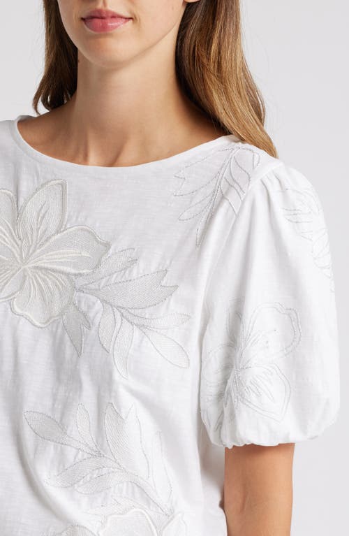 Shop Tommy Bahama Hibiscus Embroidered Organic Cotton Top In White