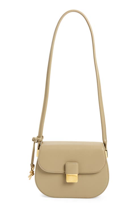 Corîu Suede Small Bucket Crossbody Bag in Taupe