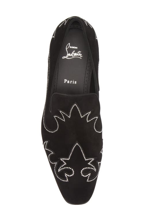 Christian Louboutin Dandysiago Grosgrain-trimmed Embellished Velvet Loafers In Black