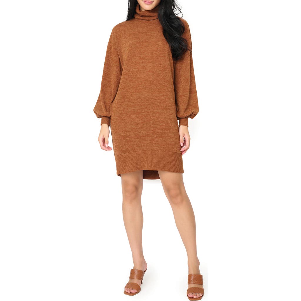 Gibsonlook Long Sleeve Sweater Dress In Saddle Brown