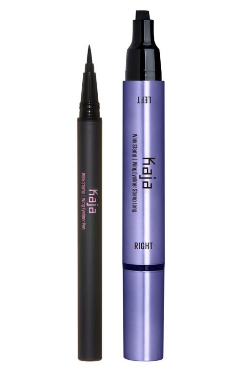 Kaja Wink Long Winged Eyeliner Stamp & Eyeliner Pen Set in Black at Nordstrom