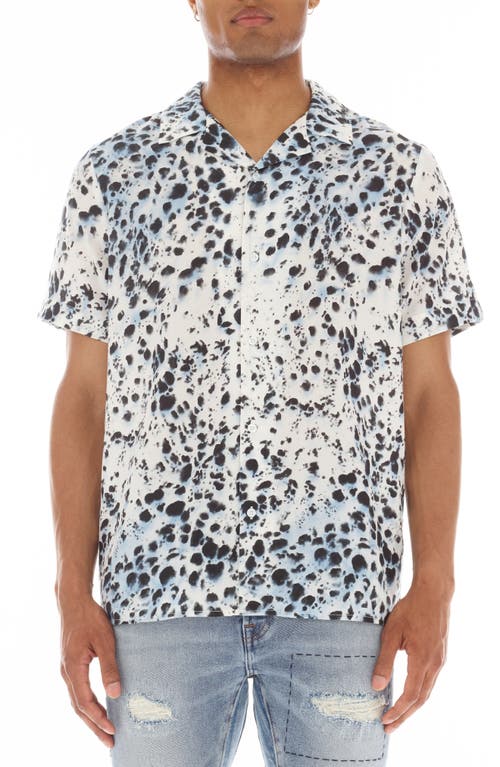 Cult of Individuality Animal Spot Short Sleeve Cotton Button-Up Shirt White at Nordstrom,