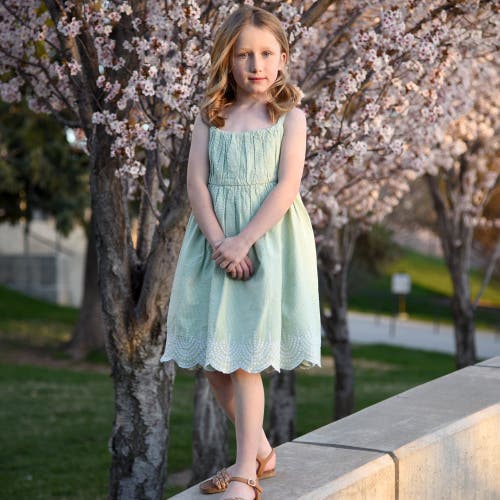 Shop Hope & Henry Girls' Organic Ruched Party Dress, Kids In Mint Seersucker