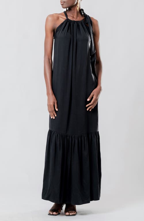 Shop Diarrablu Soli Gnoor Satin Maxi Dress In Black