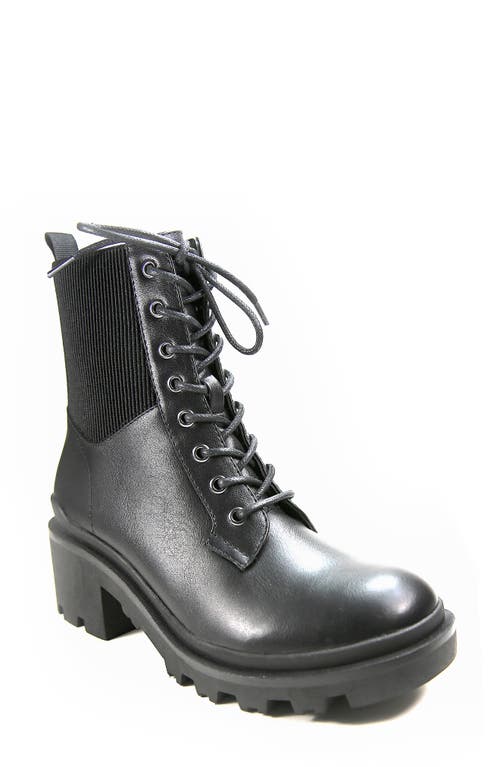 B*O*G COLLECTIVE B.O.G. Collective Seneca Faux Leather Combat Boot in Black