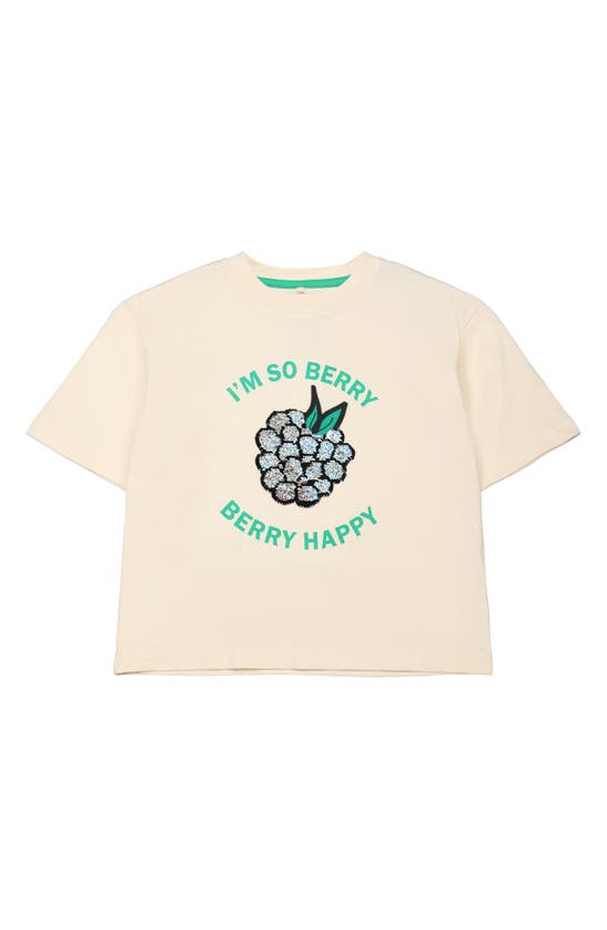 Shop The New Kids' Jocelle Berry Happy Embellished Long Sleeve Organic Cotton Graphic T-shirt In Geranium