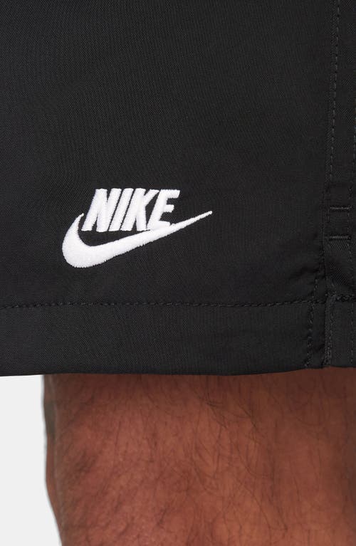 Nike Club Straight-leg Logo-embroidered Cotton-jersey Drawstring Shorts In Black/white